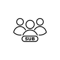 Simple outline design of three people icon representing subscription group with labeled sub button.