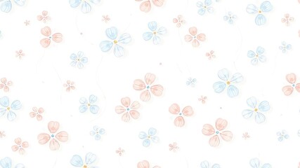 Delicate pastel floral pattern with flowing lines and small decorative accents creating a light and airy spring blossom theme