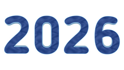 Stylish 2026 Text Design in a Blue Fabric Style, Stylish 2026 New Year's Text Design PNG
