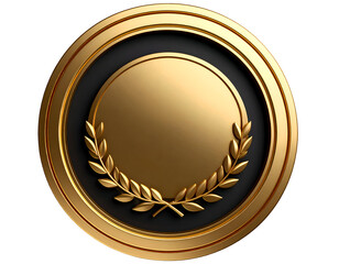 A gleaming golden emblem featuring a classic laurel wreath design symbolizes prestige and accomplishment.