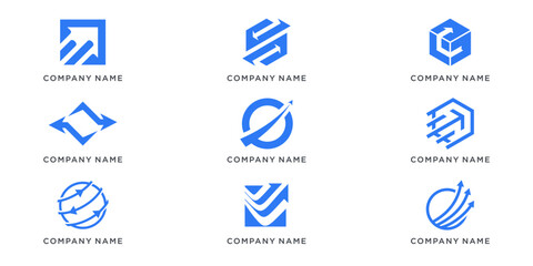 Set bundle of Arrow logistic logo design combine