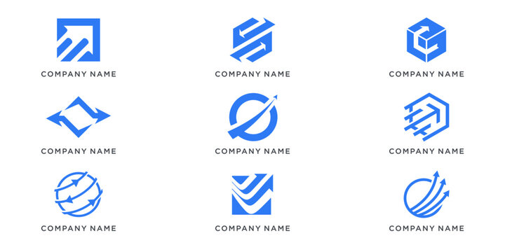 Set bundle of Arrow logistic logo design combine