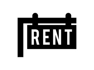 Rent Sign Icon, House, Apartment and Property Lease Symbol