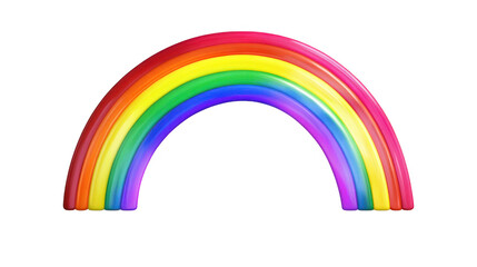 Vibrant rainbow arc with distinct color bands isolated on transparent background