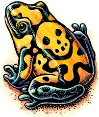 Fototapeta premium poisonous frog with yellow spots shaped like skull and crossbones