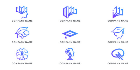 Set bundle of unique mind logo design combine