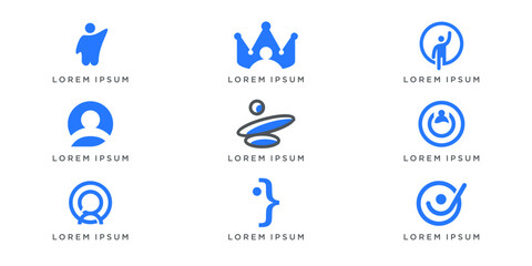 Set bundle of people leadership logo design for various company