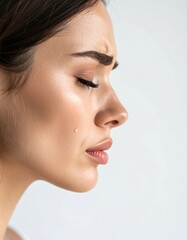 Woman Crying Profile Sadness Emotional Pain Tears.