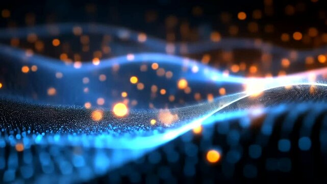 Futuristic glowing wave animation background, digital technology, abstract energy flow - Powered by Adobe
