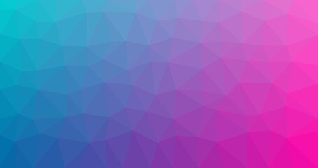 Abstract low poly background with vibrant gradient tones of blue, purple, and pink. Polygonal geometric design perfect for tech, digital art, website backdrops, and modern graphic projects.