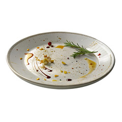 Dirty White Plate Isolated on Transparent Background