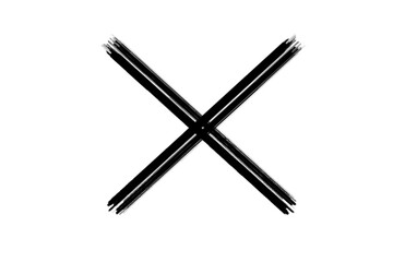 Bold black abstract cross mark with hand-drawn brush stroke
