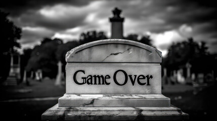 Tombstone with epigraph Game Over