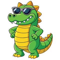 Cartoon crocodile wearing sunglasses standing confidently