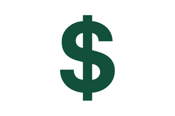 simple green dollar symbol, clean finance icon on transparent