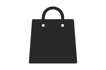black shopping bag icon, flat vector with transparent background