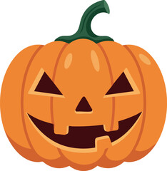 Halloween pumpkin jack o lantern with green stem orange color festive decoration vector illustration 