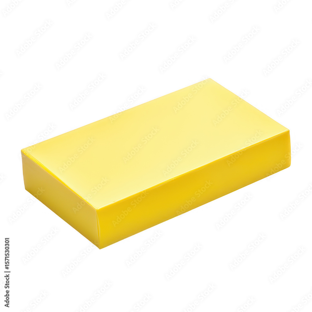 Poster a bright yellow rectangular prism object with smooth surfaces and sharp edges isolated on transparen