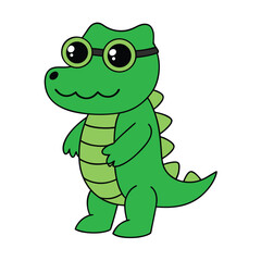 Cool cartoon crocodile wearing sunglasses standing confidently