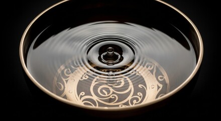 Ornate Bowl with Water Droplet Ripples and Intricate Design