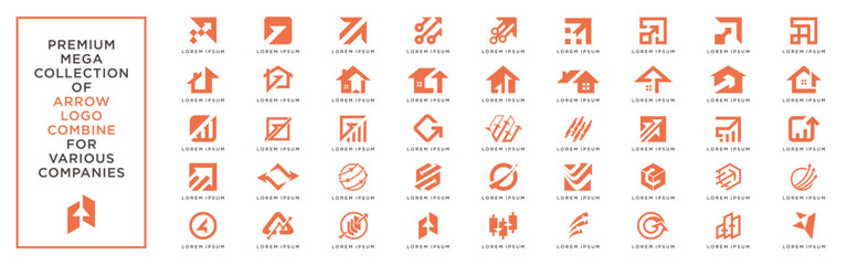 Premium mega collection of arrow logo combine set bundle