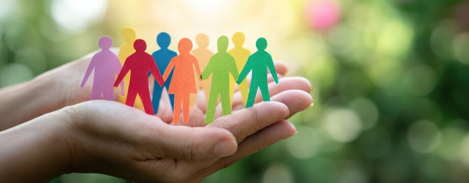 The colorful paper figures representing unity and support in a nurturing environment. - Powered by Adobe