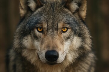 Fototapeta premium The Piercing Eyes of a Gray Wolf in Silhouette
