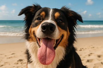 A Border Collie Enjoys a Sunny Beach Day