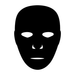 Minimalist black and white face mask illustration with smooth features, isolated on white