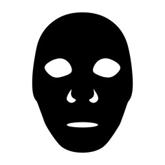 Abstract monochrome face with open eye sockets and minimal mouth shape