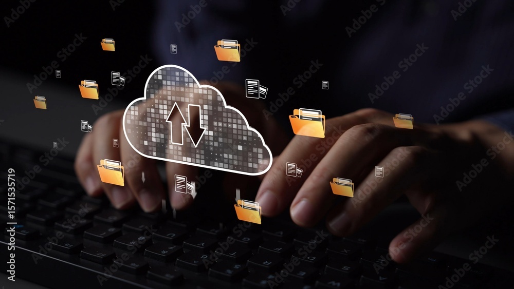 Poster cloud computing, cloud strategy, and cloud technology transforming digital infrastructure with scala