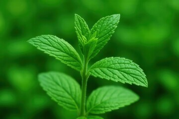 Fototapeta premium A Close-Up of Fresh Mint Leaves in Vivid Green Hues
