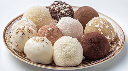 Delicious Assortment of Round Sweet Treats on Elegant Plate