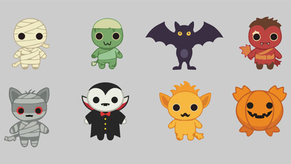 Obraz premium set of funny cartoon monsters, set of funny monsters