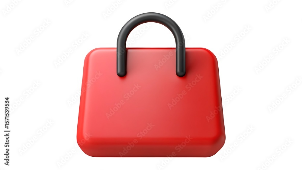 Fototapete a simple stylized 3d rendering of a red shopping bag with black handles presented isolated on white 