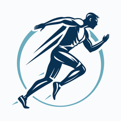 Dynamic charcoal silhouette of a sprinter in full motion capturing athletic energy and speed