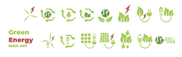 Green energy icon set