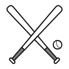 Clean line drawing of crossed baseball bats with red and blue accents