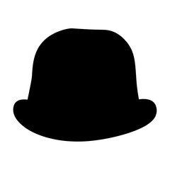 Silhouette of a classic bowler hat on a plain white background illustration