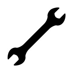 Black Silhouette of a Spanner Wrench Tool on a White Background