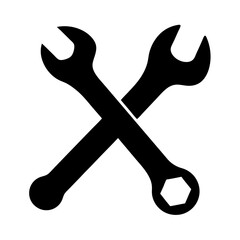 Crossed wrenches representing tools, repair, maintenance, construction, and industry related concepts