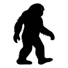 Fototapeta premium Silhouette of a Walking Sasquatch or Bigfoot on a White Background