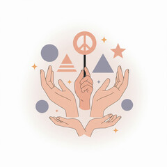 Unity Hands Around Peace Symbol – Vector