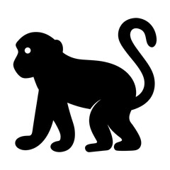 Obraz premium Monochrome illustration of a monkey in silhouette with a curled tail