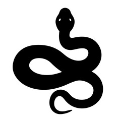 Fototapeta premium Stylized Black Silhouette of a Coiled Snake on a White Background