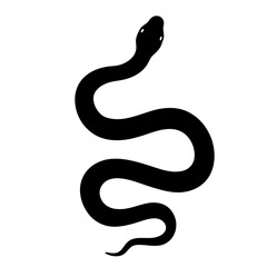Silhouette of a snake, with a winding and menacing appearance on white