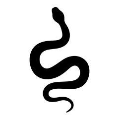 Black Silhouette of a Coiled Snake Against a White Background Image