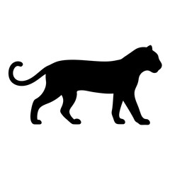 Silhouette of a large cat, possibly a panther, walking, in solid black