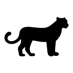 Dramatic Black Silhouette of a Panther Standing Still, Profile View