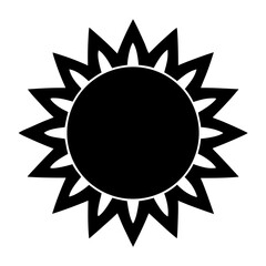 Simple Black and White Image of a Stylized Sun with Sharp Rays